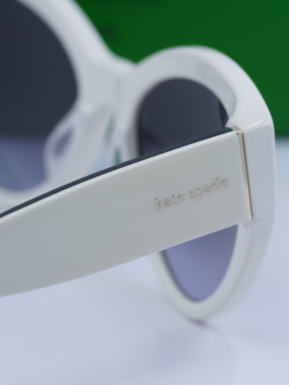 Kate Spade PAISLEIGH/S 0VK6 9O Cat Eye Sunglasses - White/Green\Dark Grey - Picture 6 of 10